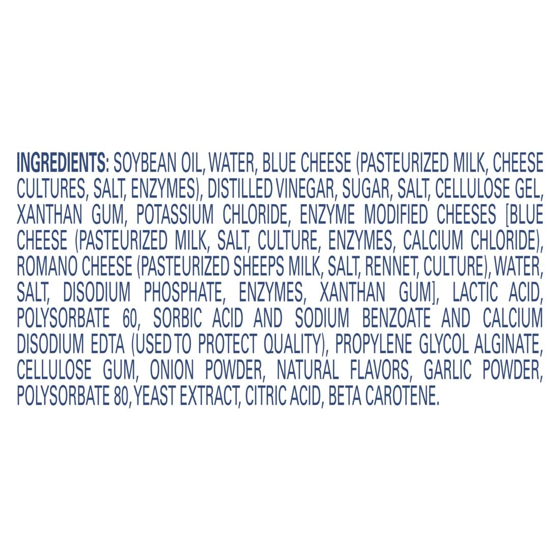 Creamy blue cheese dressing drizzled on a fresh salad, ideal for dipping or topping.