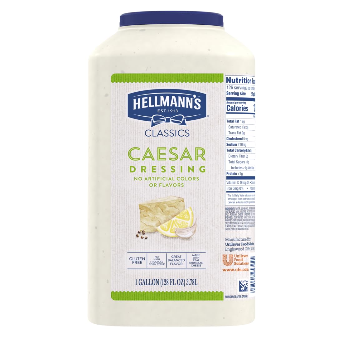 Hellmann's Classics Caesar dressing pour over salad for rich, creamy flavor.