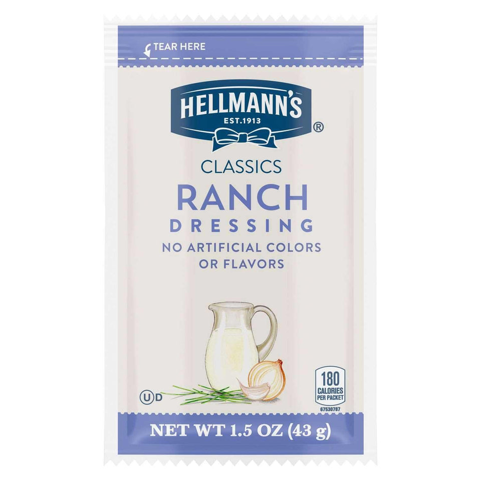 Hellmann's Classics Ranch sachets pack for convenient, portion-controlled service on-the-go meals.