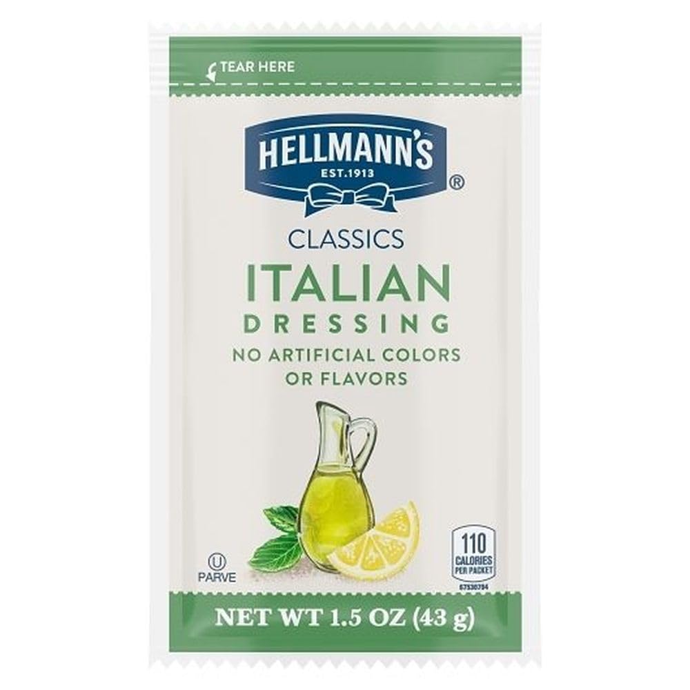 Hellmann's Italian dressing portion pack 1-5oz for precise, mess-free servings.