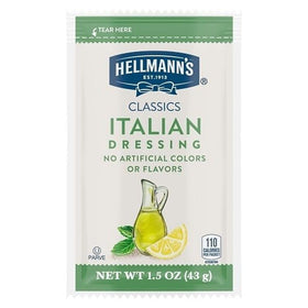 Hellmann's Italian dressing portion pack 1-5oz for precise, mess-free servings.