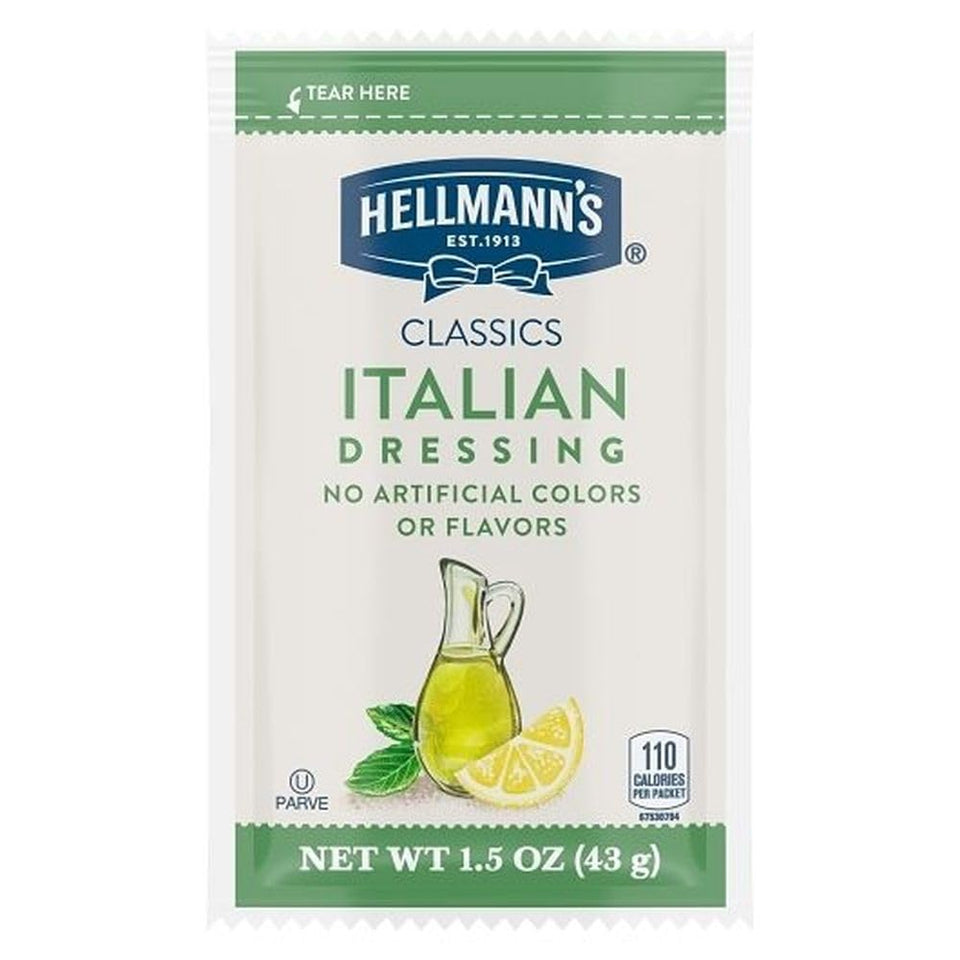 Hellmann's Italian dressing portion pack 1-5oz for precise, mess-free servings.