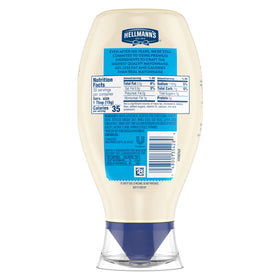 Hellmann's Light Mayonnaise 20oz pour closeup showing creamy texture for dips.