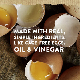 Hellmann's Real Mayonnaise label highlights cage-free eggs and gluten-free status