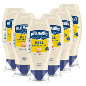 Hellmann's Real Mayonnaise squeeze bottle close-up for easy sandwich prep