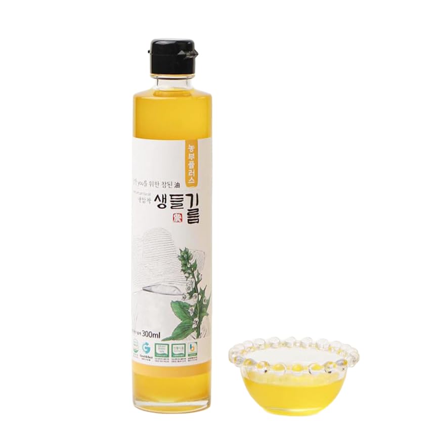 HELLO KFOOD Nongbu Plus Perilla Oil bottle with nutty aroma for dressings.