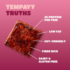 Hello Tempayy Tempeh All-Thins shelf-pack on the pantry shelf with clean ingredients.