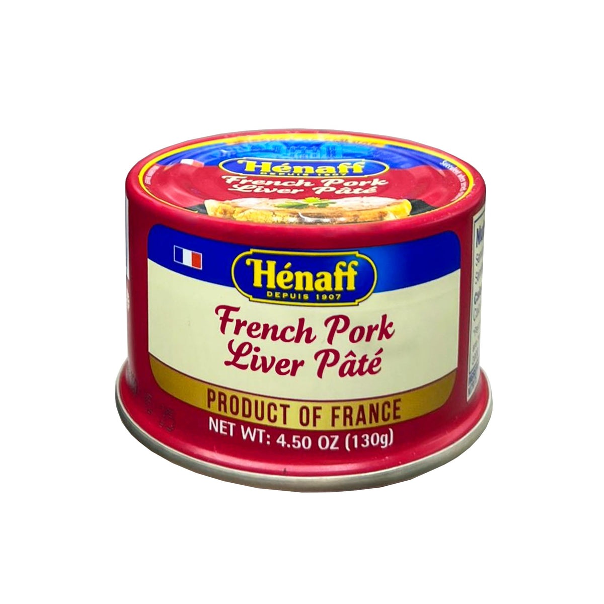 Hénaff pork liver pâté creamy texture closeup shows smooth spreadability.