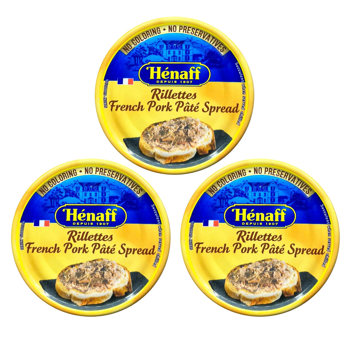 Henaff pork pâté slice on bread showing rustic, savory spread.