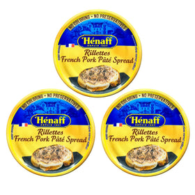 Henaff pork pâté slice on bread showing rustic, savory spread.