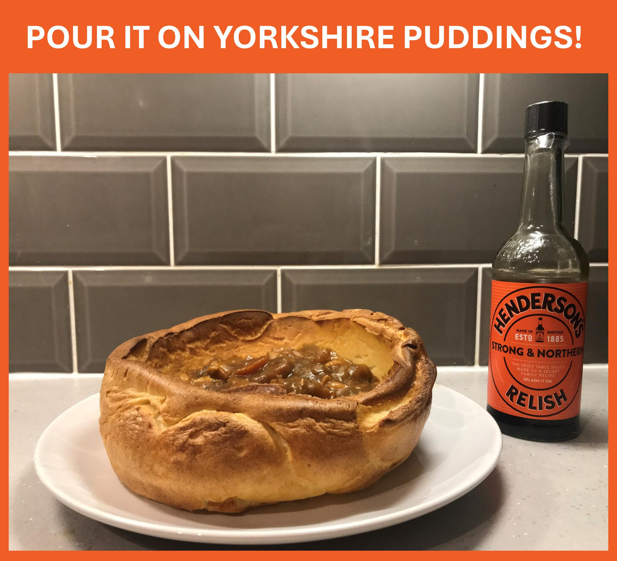 Hendersons Yorkshire Relish ingredients label emphasizes authenticity