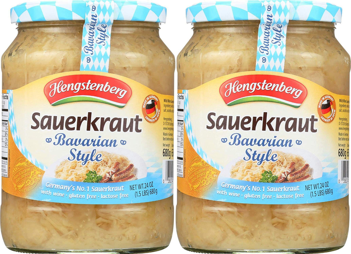 Hengstenberg Bavarian Wine Sauerkraut Pack-2: crisp cabbage in white wine, gluten-free side.