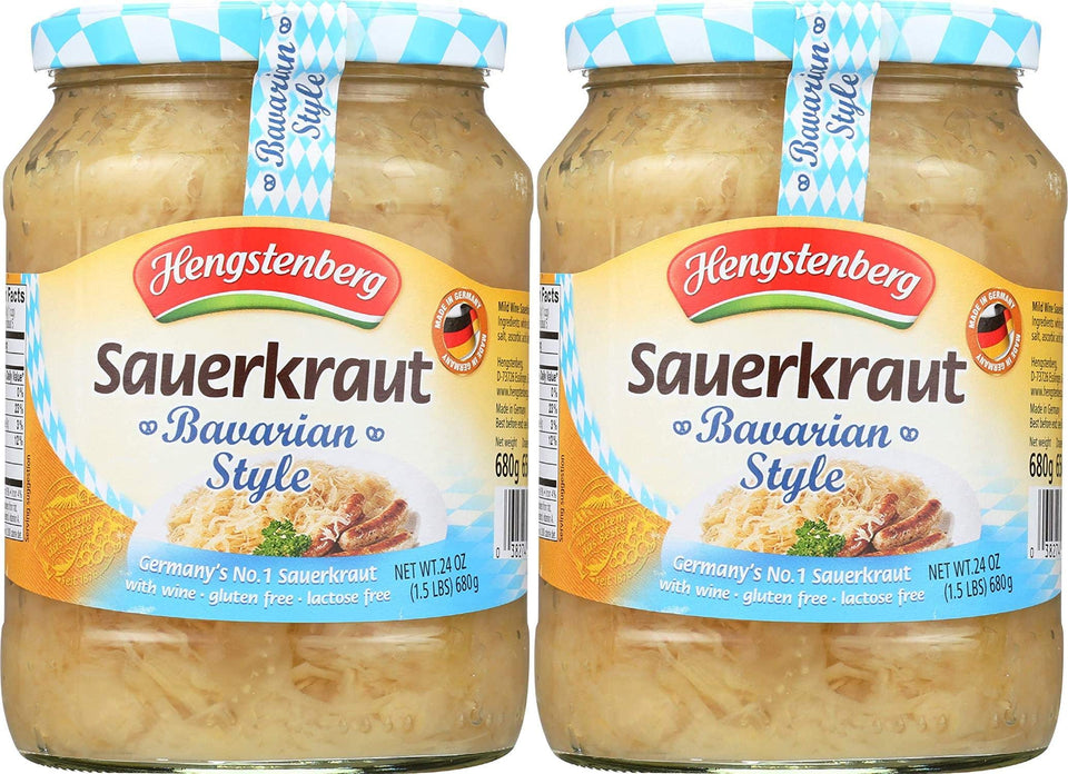 Hengstenberg Bavarian Wine Sauerkraut Pack-2: crisp cabbage in white wine, gluten-free side.