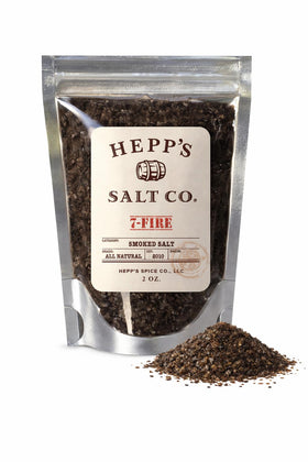 HEPP’S Salt Co. 7-Fire smoked sea salt bottle shows balanced finishing flavor.