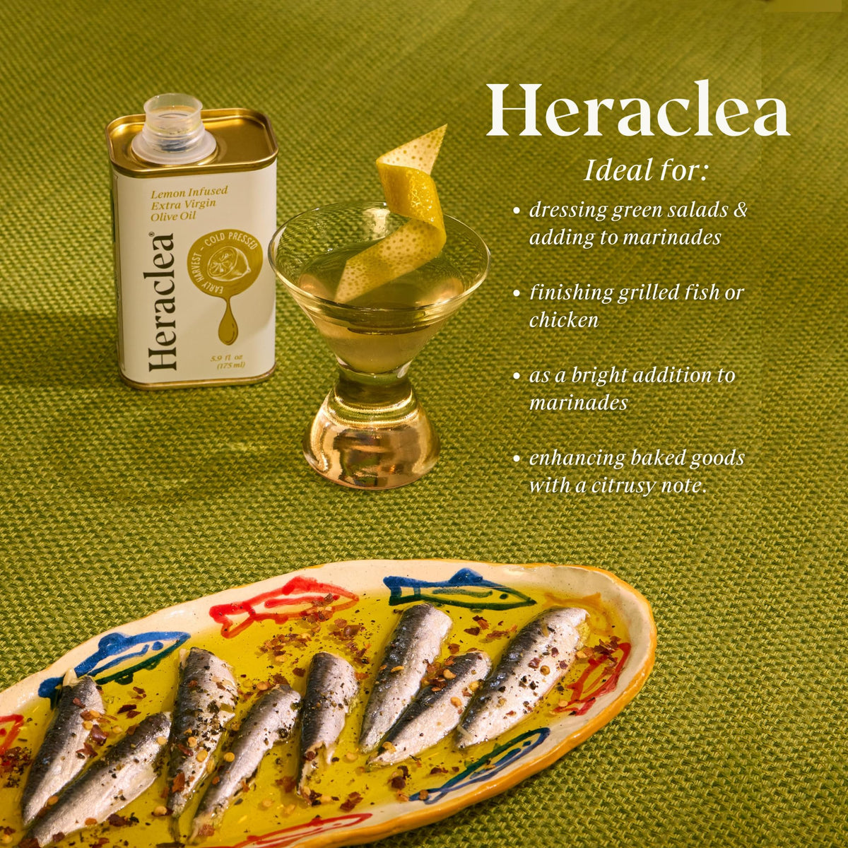Heraclea Lemon Infused Olive Oil as a salad dressing base for vibrant meals