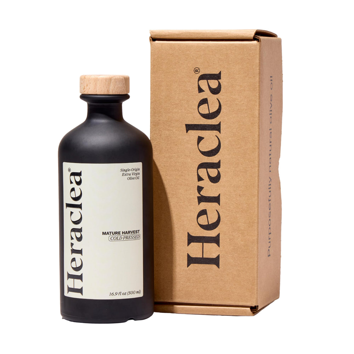 Heraclea Mature Harvest EVOO bottle front view, ideal for everyday cooking.