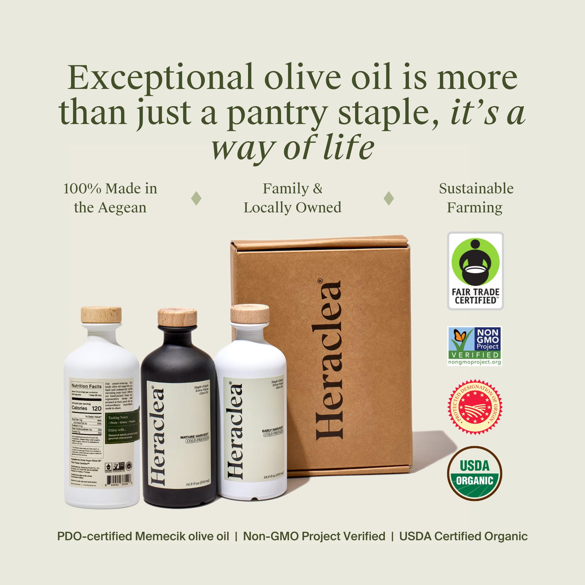 Heraclea Mature Harvest EVOO family farm scene, Turkey's sustainable farming.