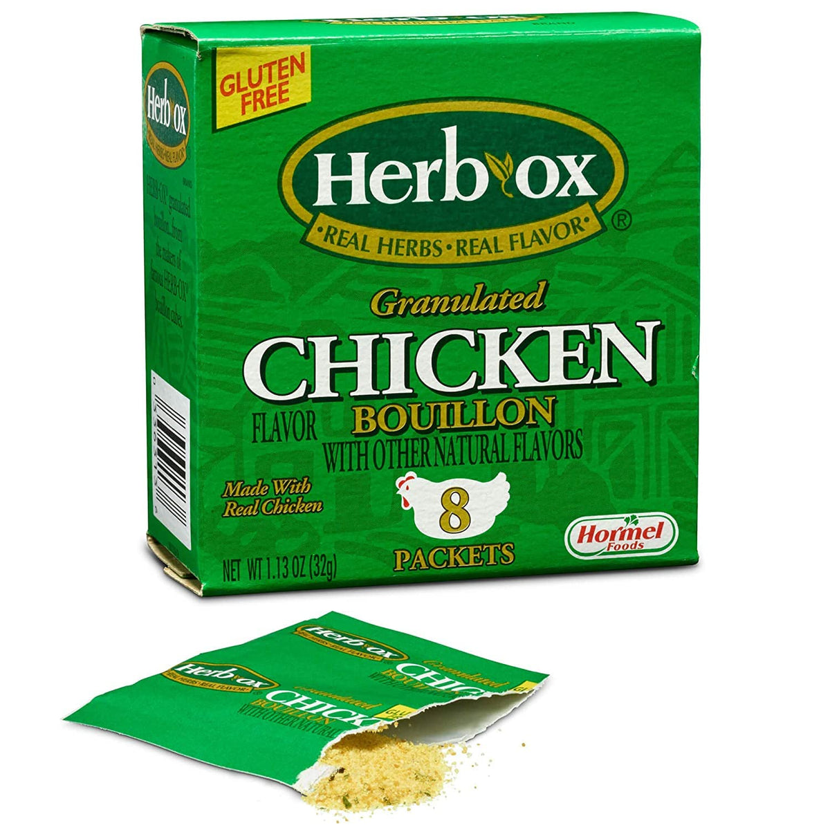 Herb-Ox bouillon packets ready to dissolve into hot water for flavor