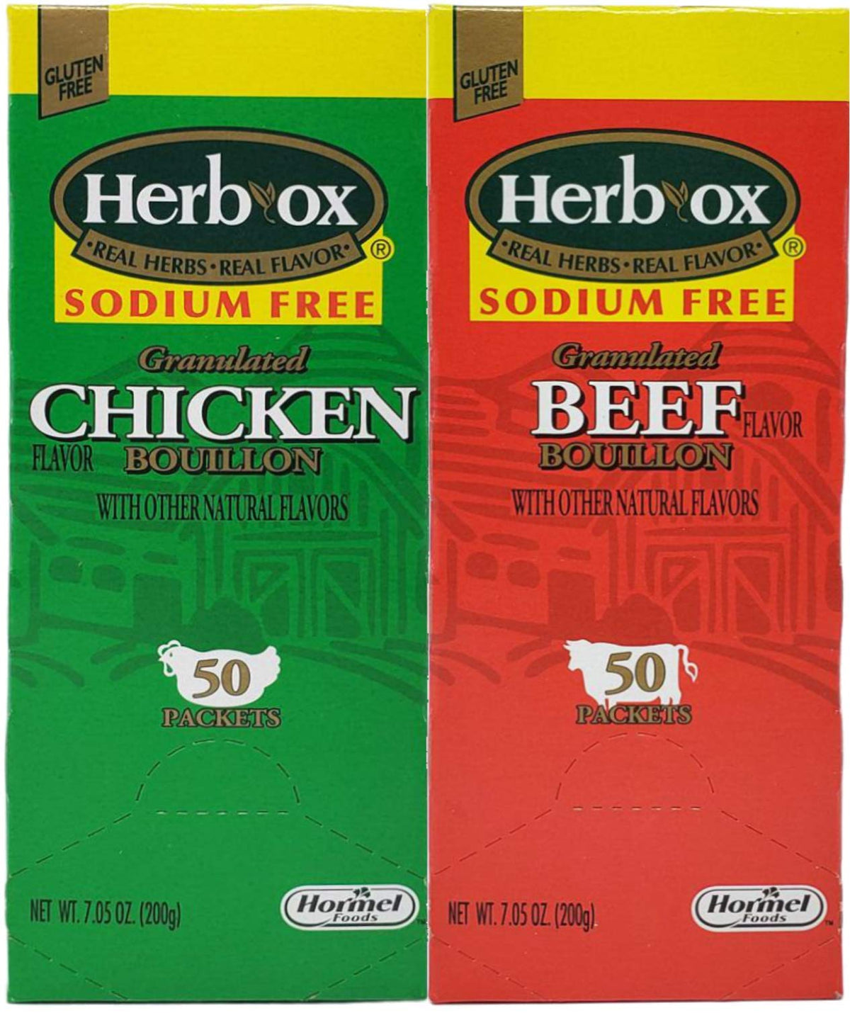 Herb-Ox sodium free bouillon beef packaging offers a quick, savory base for soups.