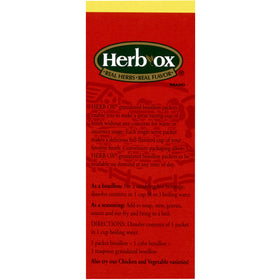 Herb-Ox sodium free bouillon dish-finish reveals inviting, flavorful meals.
