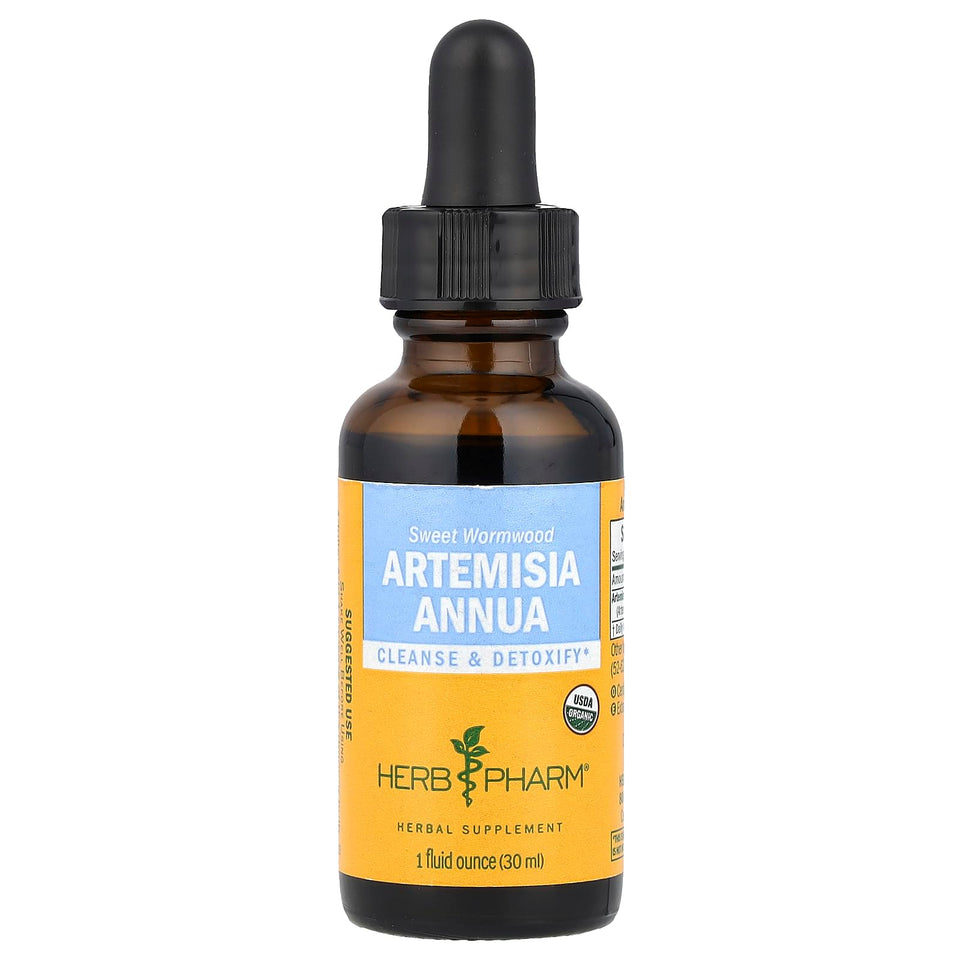 Herb Pharm Artemisia annua bottle shows rapid-absorption liquid extract.