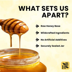 Spoonful of Herb To Body Ashwagandha Honey for a morning boost.