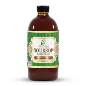 Herb To Body Soursop Bitter Liquid bottle on counter for daily digestive ritual.