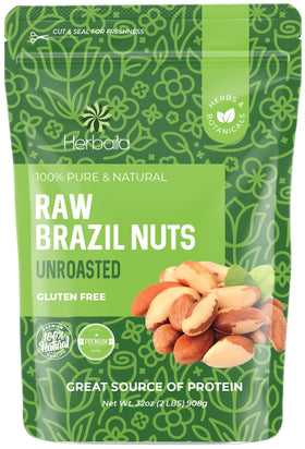 Herbaila Brazil nuts raw 2lb pack for versatile snacking