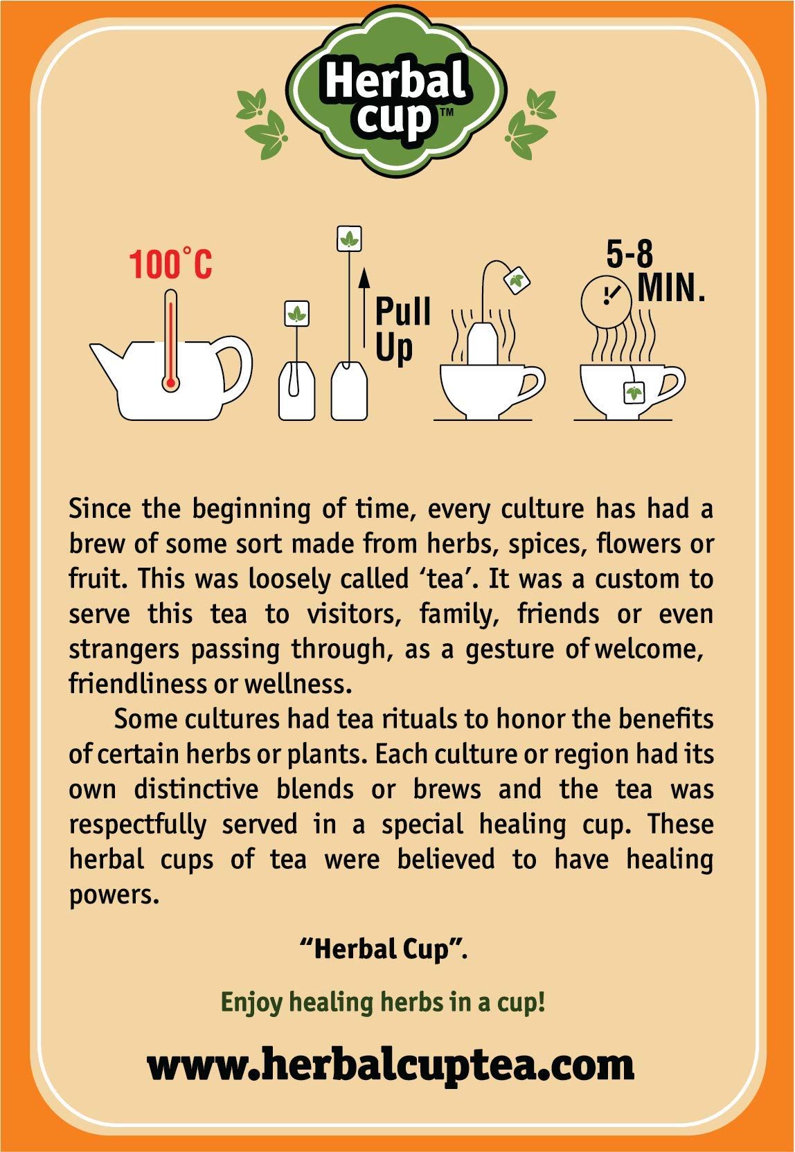Herbal Cup turmeric-cinnamon-moringa tea steeping in a cup, highlighting organic ingredients.