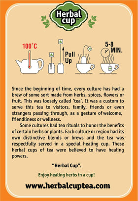 Herbal Cup turmeric-cinnamon-moringa tea steeping in a cup, highlighting organic ingredients.