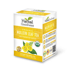 Herbal Goodness Mullein Leaf Tea bags pack for daily respiratory support