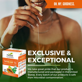 Herbal Goodness papaya-leaf tea travel packs offer convenience for busy days on the go.
