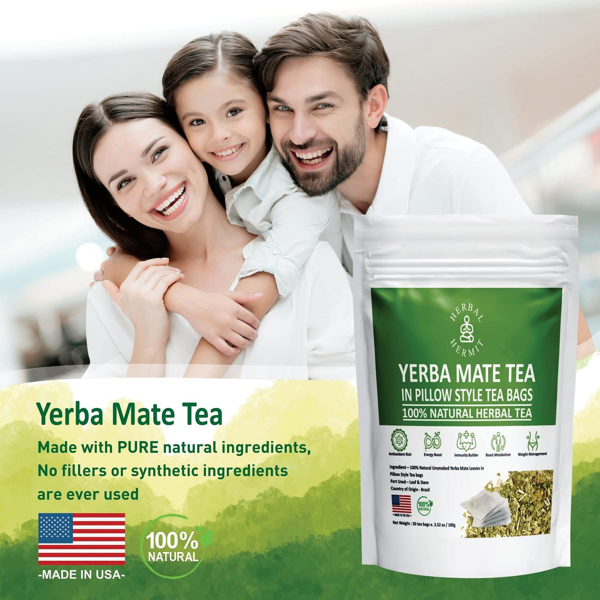 Herbal Hermit Yerba Mate delivers natural antioxidants and plant nutrients in every cup.