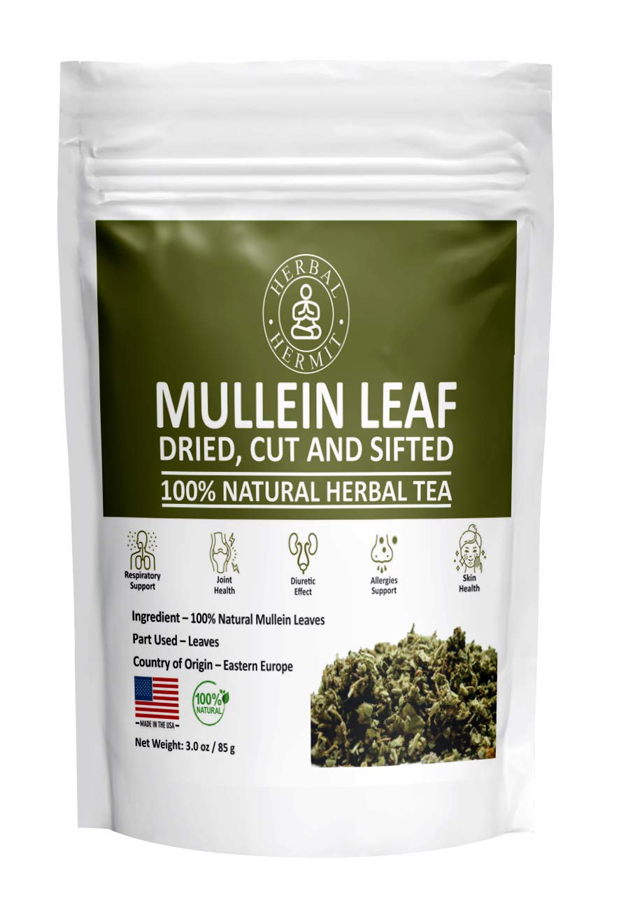 Herbal Hermit mullein leaf tea bag packaging for a natural daily ritual.