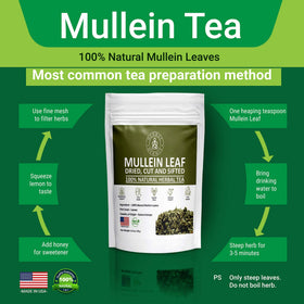 Herbal Hermit mullein leaf tea cup steeped with soothing aroma.