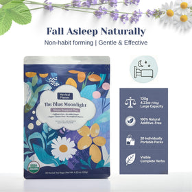 Herbal Planet Sleep Tea cup-steeping captures calming flavors for unwinding.