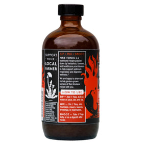 Herbal Revolution Fire Cider ingredients montage shows horseradish, ginger, honey, and peppers.