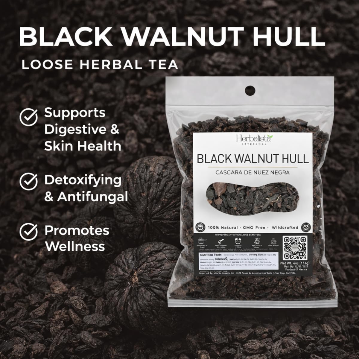 Herbalista Black Walnut Hull cup steeping shows a bold, caffeine-free moment.