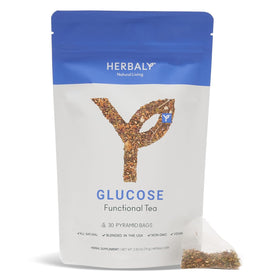 Herbaly Glucose Functional Tea cup steaming, a calming daily ritual for renewed focus.