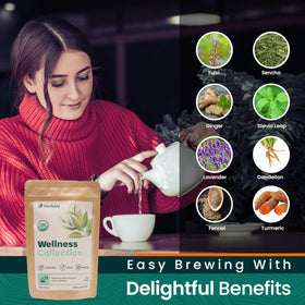 Herbaly Ginger Tea cup steaming captures a soothing moment with spicy warmth