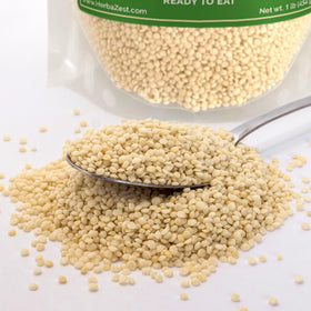 HerbaZest Amaranth Crispies in yogurt—protein-rich texture.