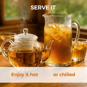 HerbaZest Chanca Piedra Tea cup with steeped infusion and inviting aroma.