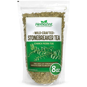 HerbaZest Chanca Piedra Tea loose-leaf pack highlights pure single-ingredient infusion.