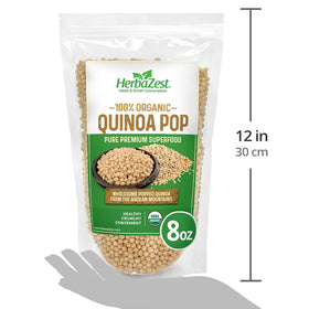 HerbaZest Quinoa Pop origin from Peru's Andean farms.