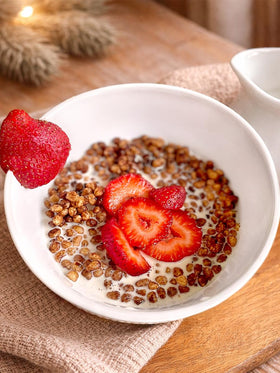 HerbaZest Quinoa Pop sprinkled on salads for extra fiber.