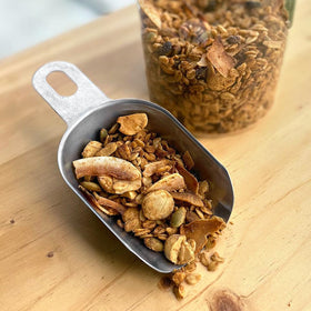 Nutty flavor shown in a bowl suggesting versatile use in snacks