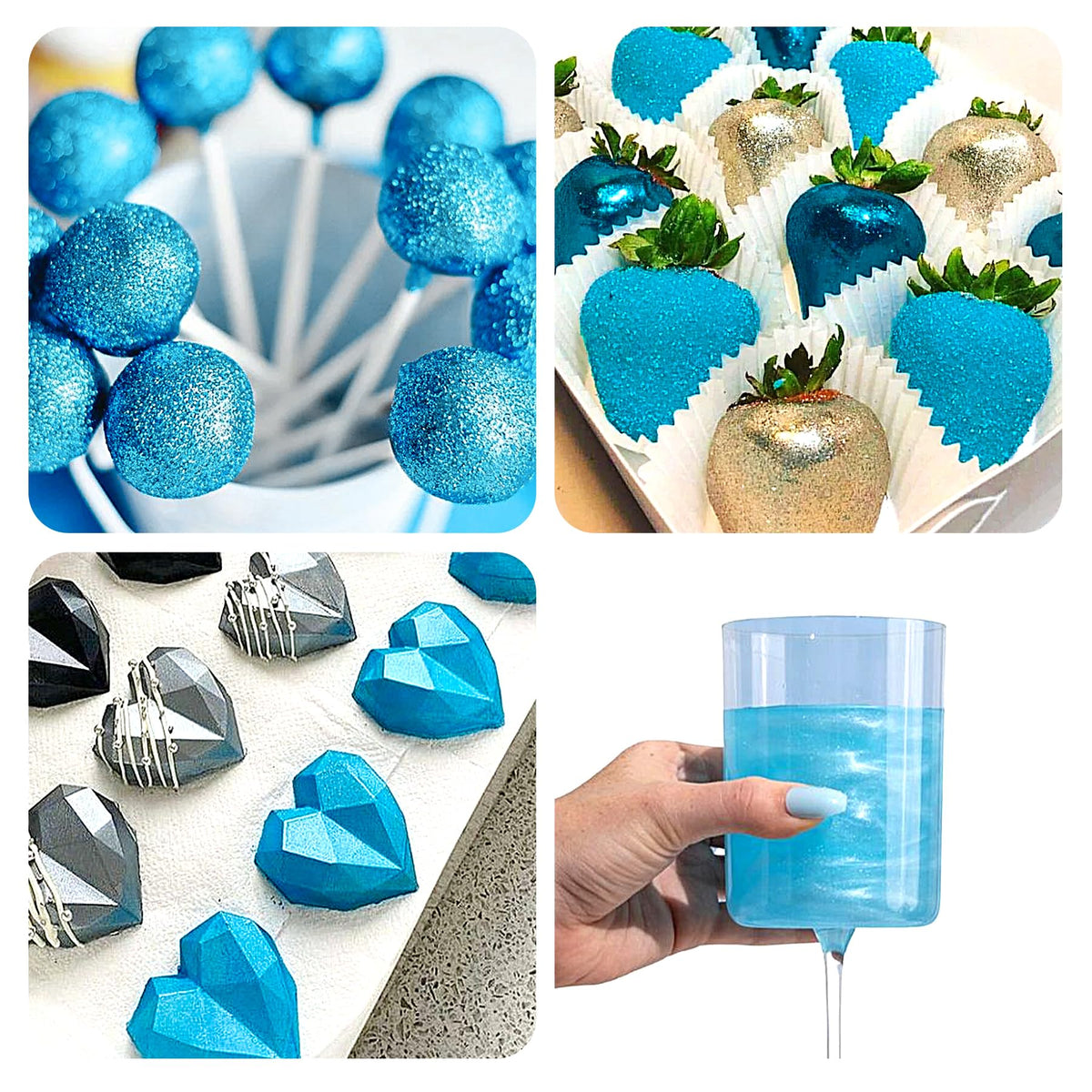 Herbeklab blue glitter spray decorates cupcakes with vibrant shimmer