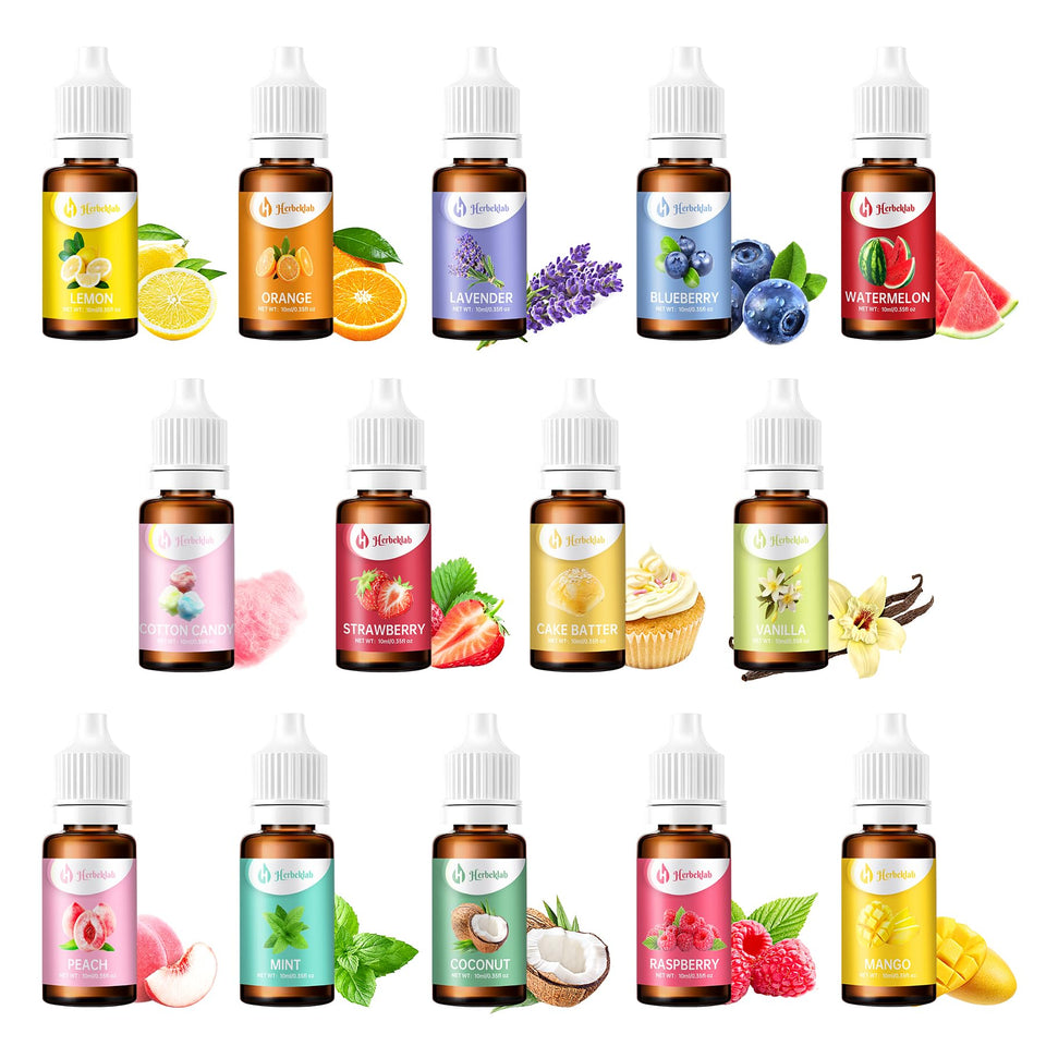 Herbeklab candy flavoring oil collection bottles for versatile candy making.