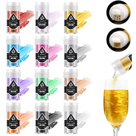 Herbeklab edible glitter bottles in 12 colors for drinks and desserts