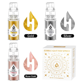Herbeklab edible glitter spray gold cake decorating elevates desserts with radiant sparkle.